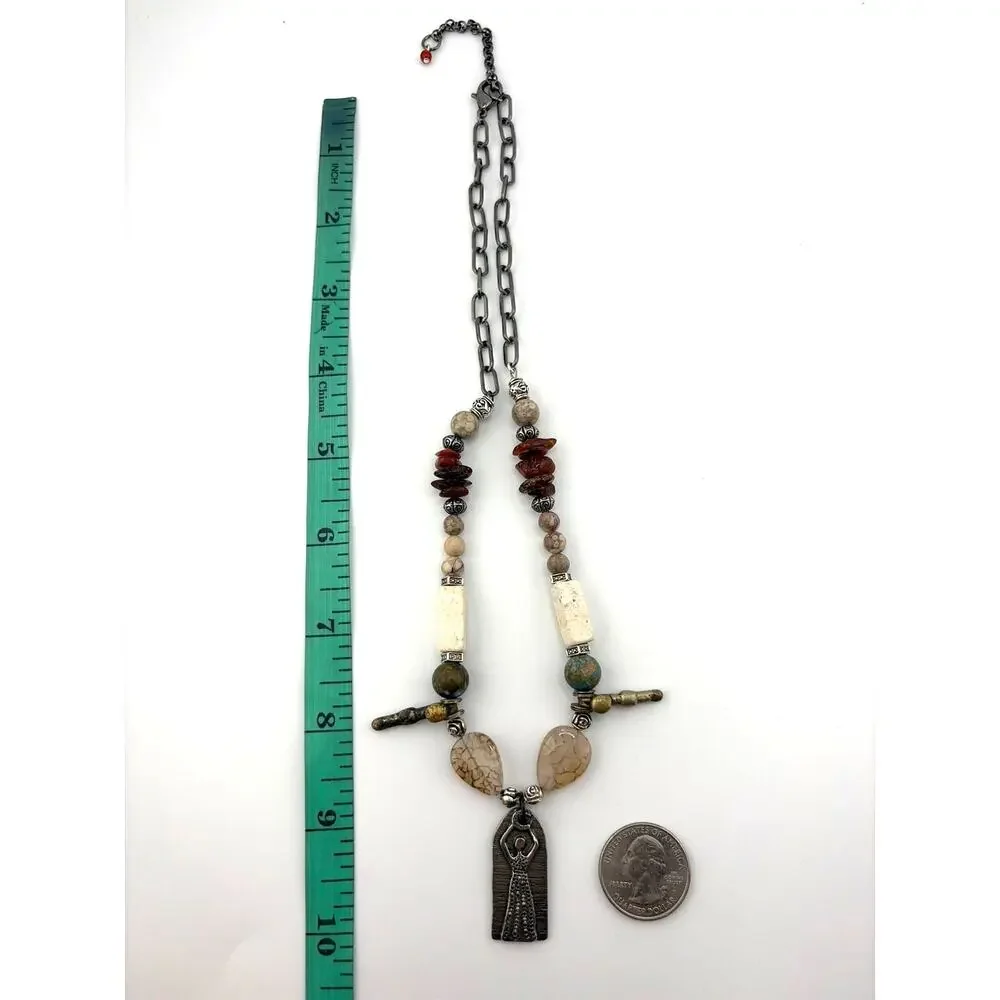 Bohemian Goddess Statement Necklace: Agate, Amber, Magnesite & Jasper